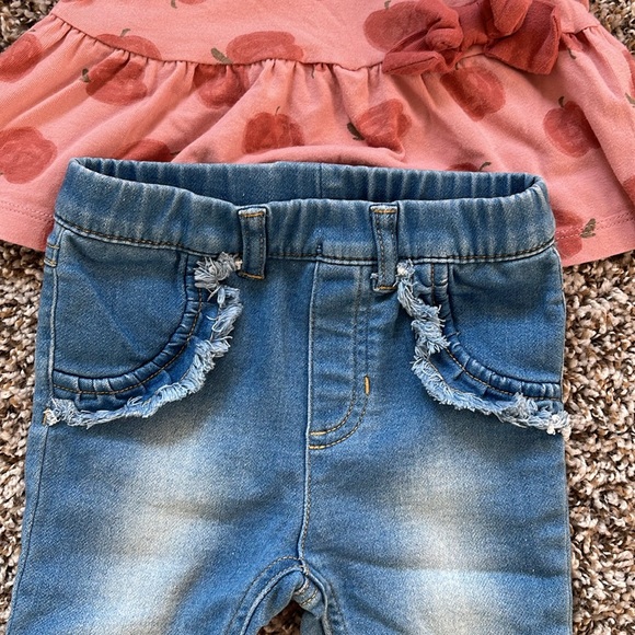 6-9M✨Autumn Apple Outfit Top and Jeans - Picture 6 of 8